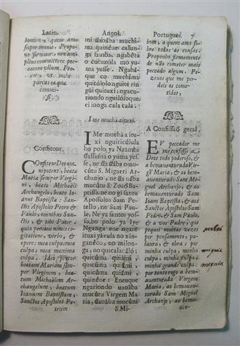 COUTO, ANTONIO DE, S.J., editor. Gentilis Angollae fidei mysteriis.  1661